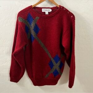 1980s Vintage Chaus Chunky Wool-blend Red Sweater